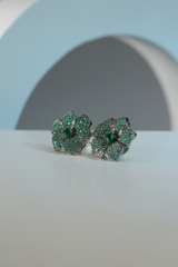 Earings - D3 - Silver - Green