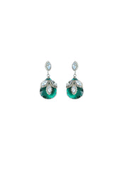 Earings - D160 - Silver - Green