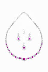 Necklace Set - D2 - Silver - Pink