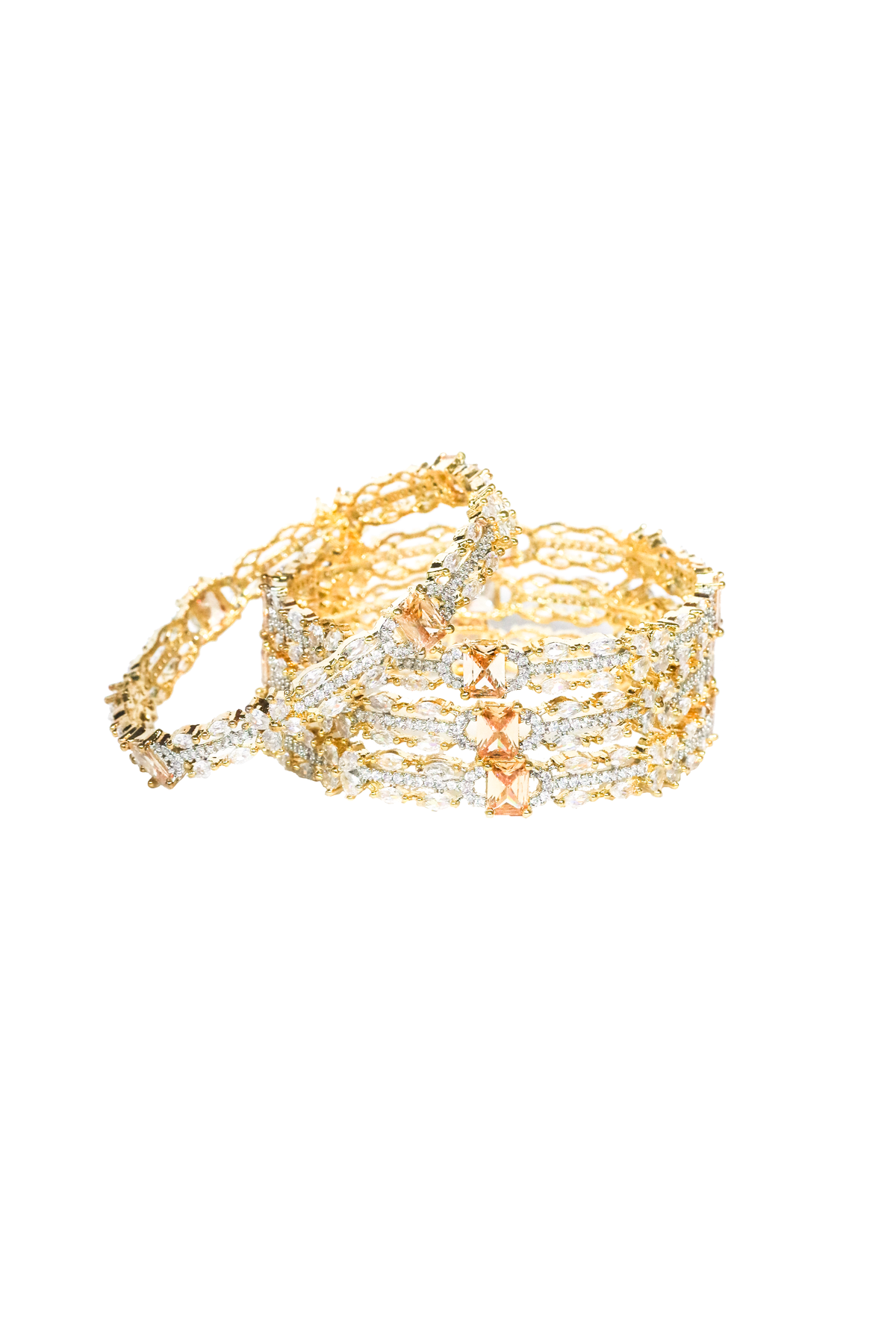 Bangles - 4 PC - D13 - Gold - Champagne