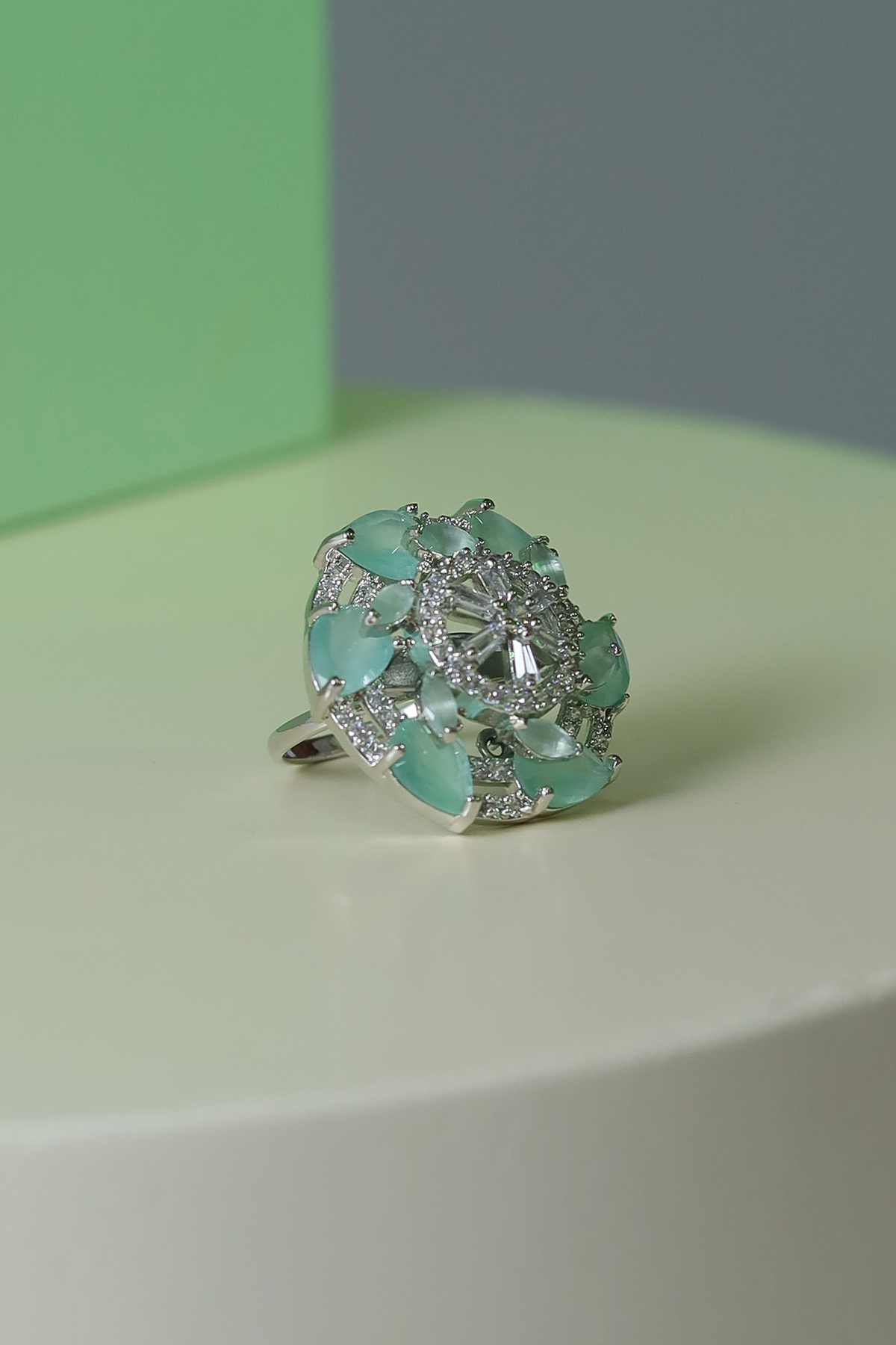 Ring - D29 - Silver - Mintgreen