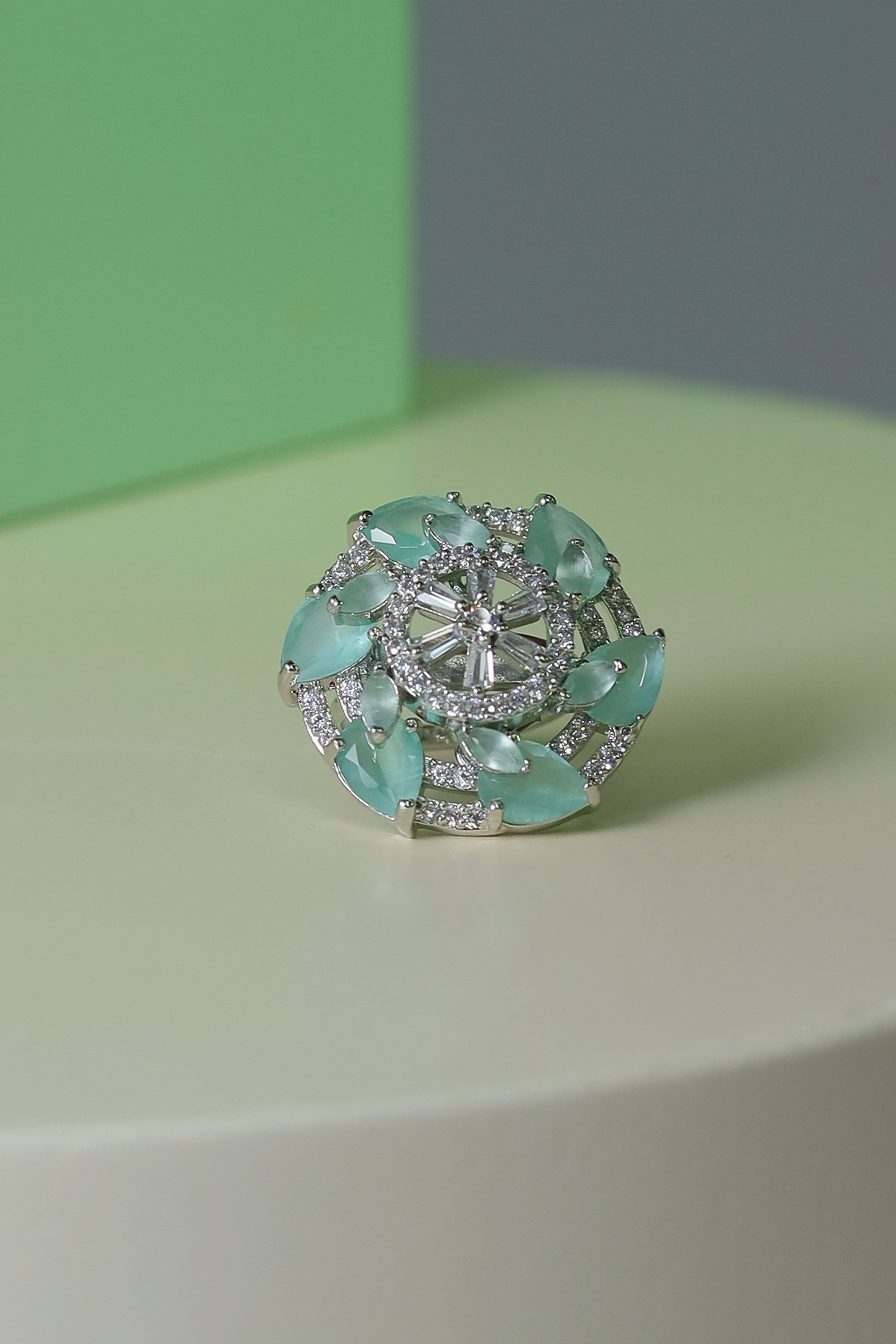 Ring - D29 - Silver - Mintgreen