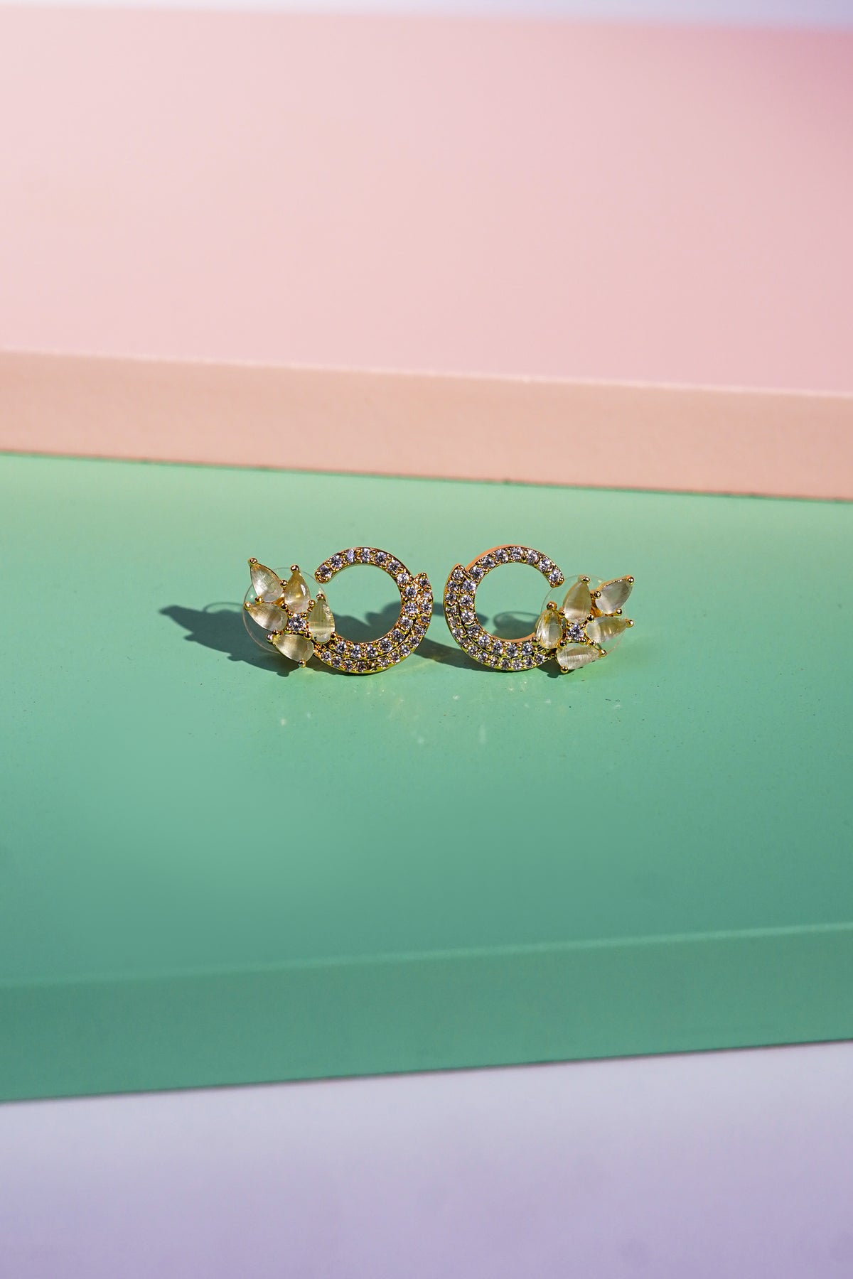 Earings - D36 - Gold - Mintgreen