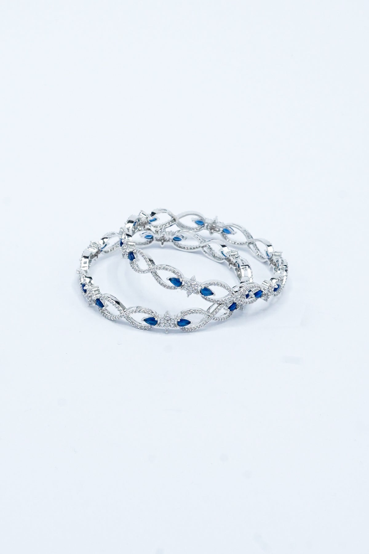 Bangles - 2 PC - D21 - Silver - Blue