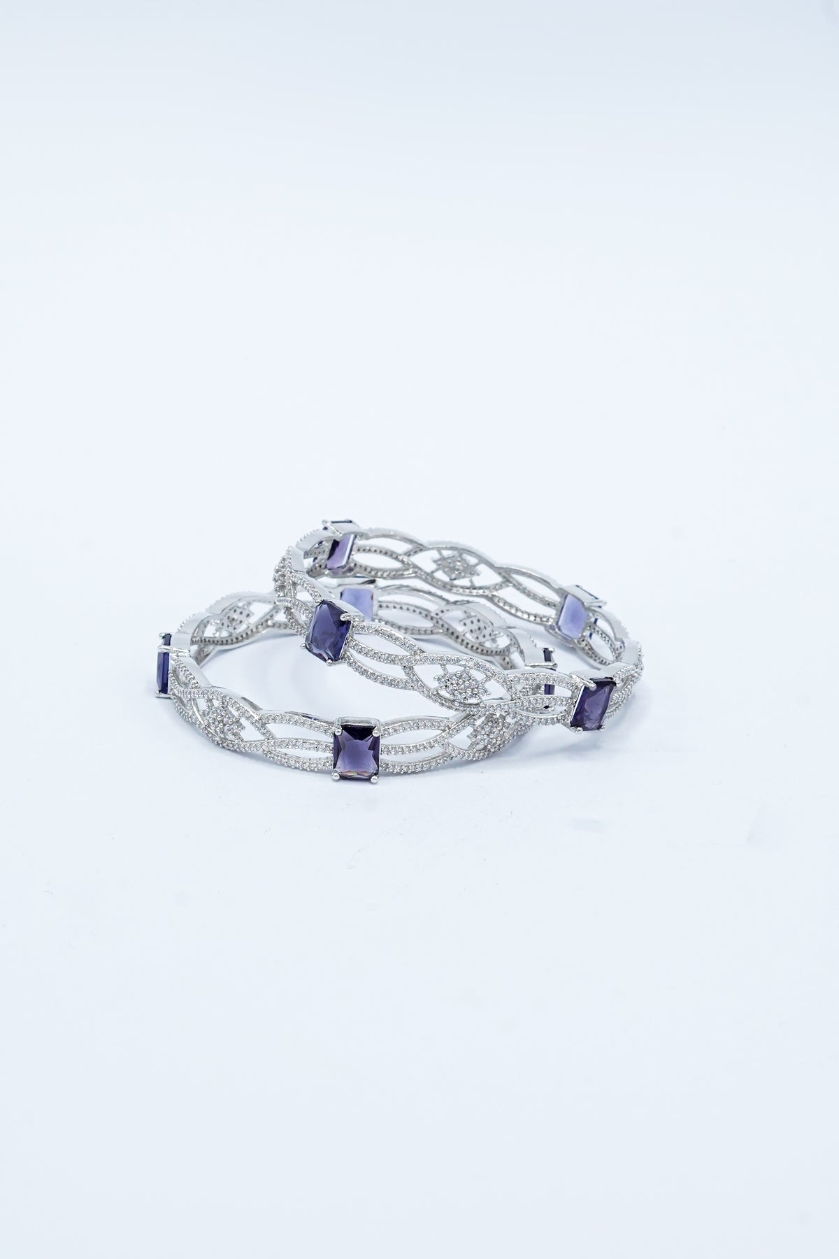 Bangles - 2 PC - D25 - Silver - Purple