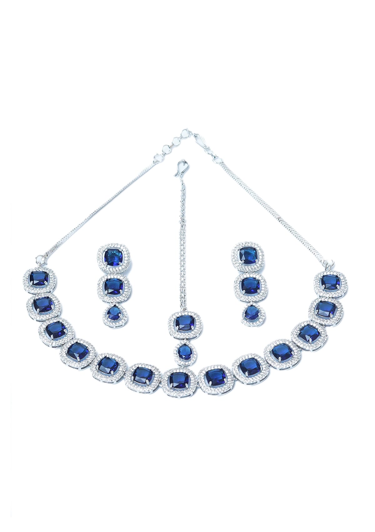 Necklace Set - D1 - Silver - Blue