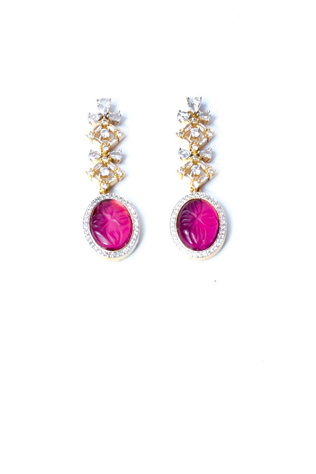 Earings - D32 - Gold - Ruby