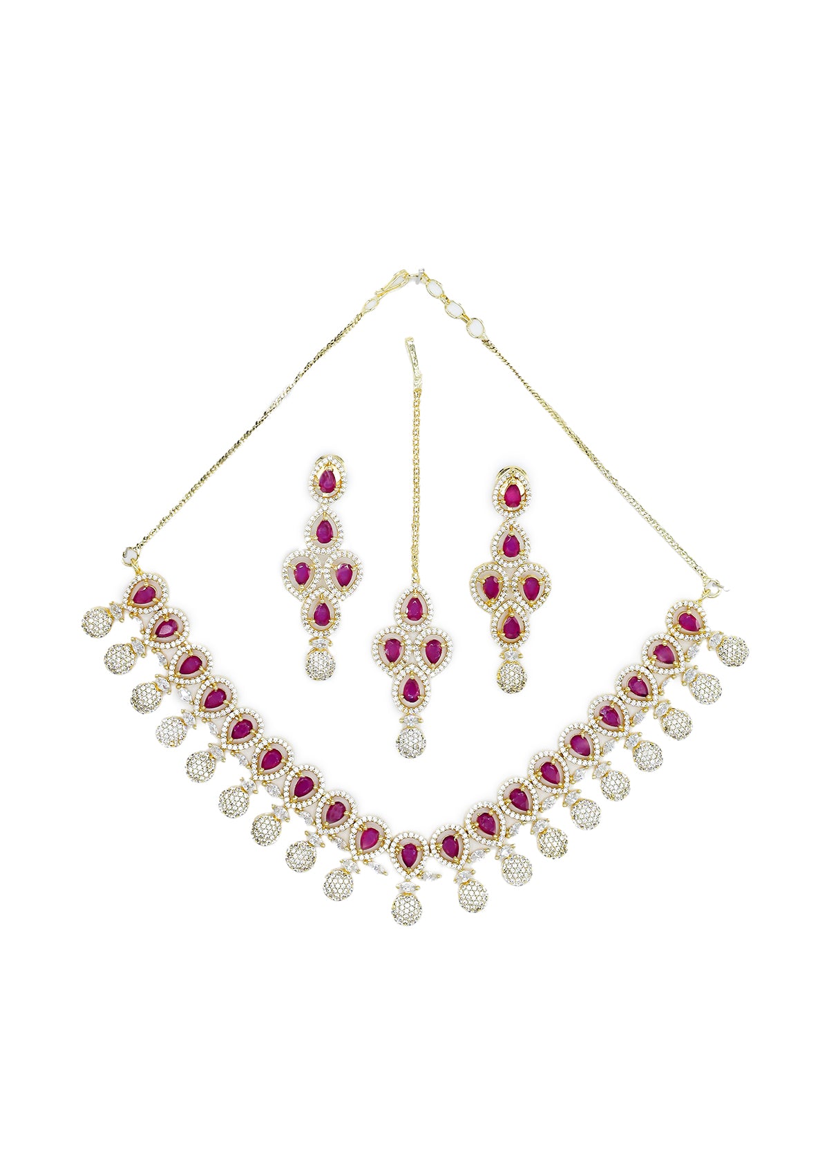 Necklace Set - D8 - Gold - Ruby