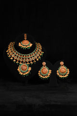 Necklace Set - D49 - Gold - Green