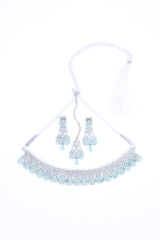 Necklace Set - D26 - Silver - Mint Green