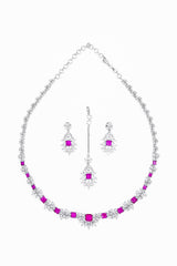 Necklace Set - D2 - Silver - Pink