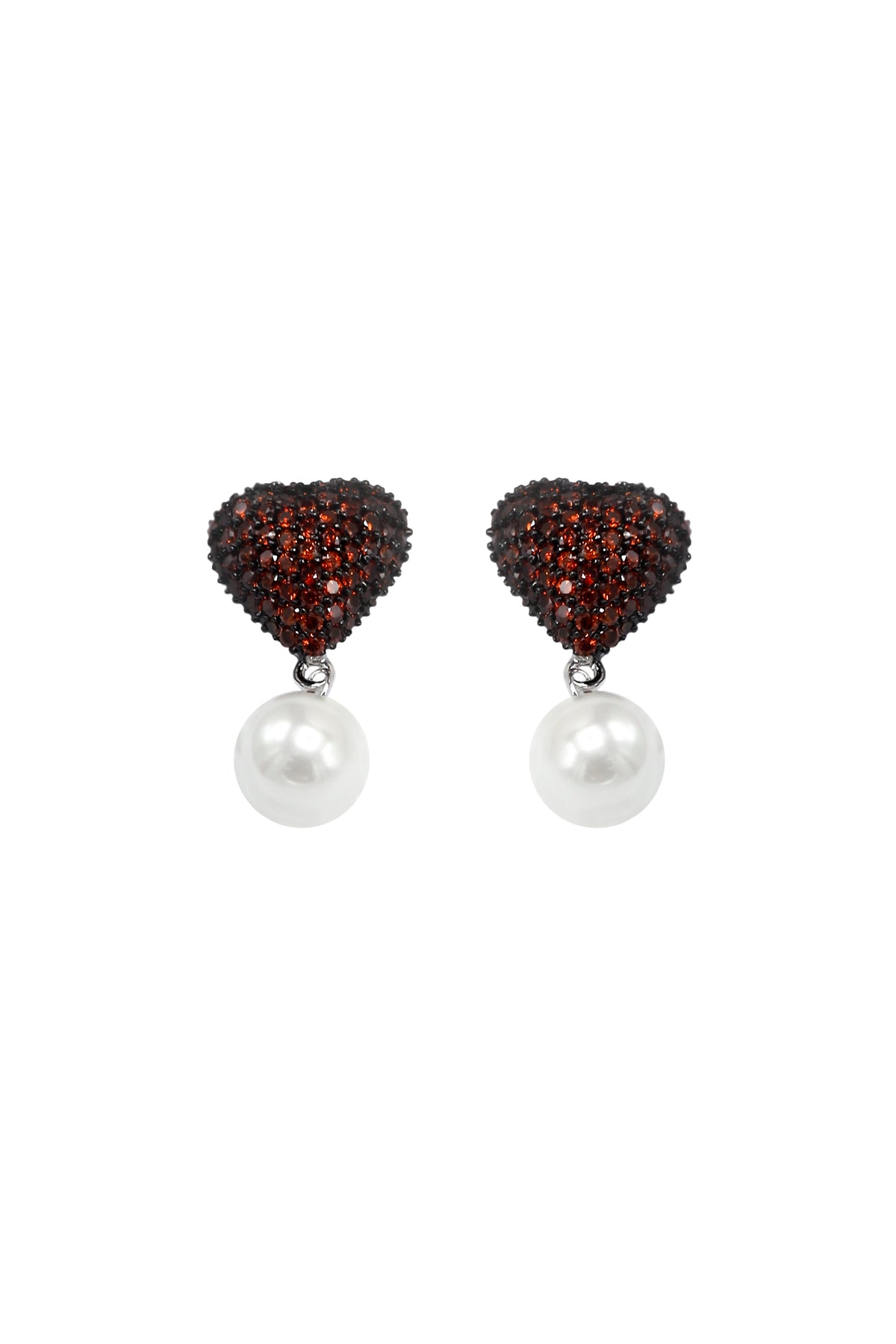 Earings - D115 - Silver - Red