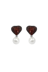 Earings - D115 - Silver - Red