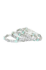 Bangles - 4 PC - D13 - Silver - Green